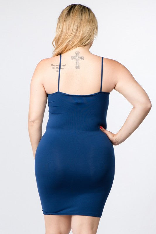 Plus Size Solid Seamless Long Cami Top/Dress