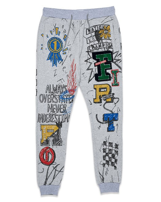 All Over Doodling Jogger - Grey