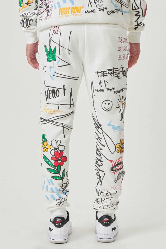 All Over Graphic Jogger - White