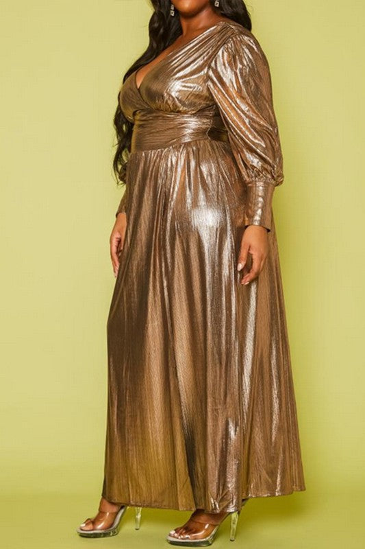 Plus Size Bronze Flare Maxi Dress