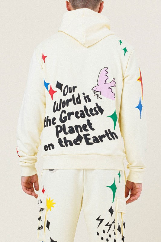 Graphic French Terry Pullover - Cream