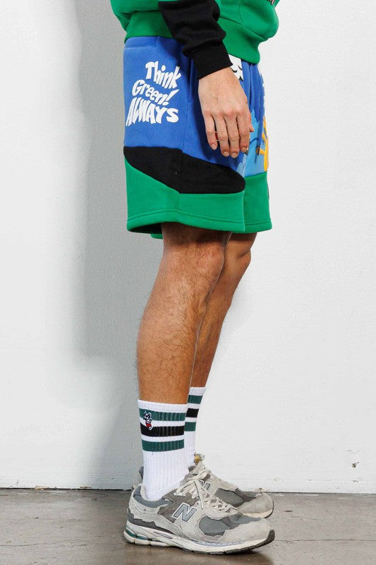 Think Green Cut & Sew Graphic Shorts